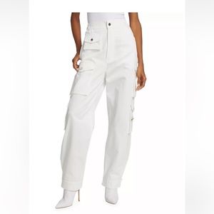 NWT EB Denim Relaxed Leg White Cargo Pant High Waisted XXS